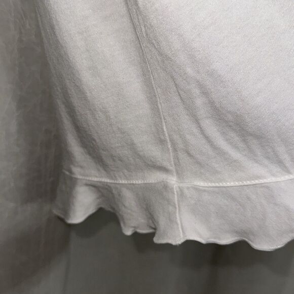 LC L Boxy Fit Crew Short Sleeve Ruffle Trim Crop Top - Picture 5 of 10